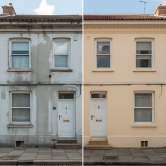 The study examines the street facade of a wall building before and after cleaning to identify the distinction between a clean and dirty house.