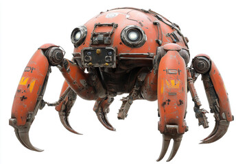 A 3D rendered combat mech robot with large legs and weaponry, isolated on a white background.