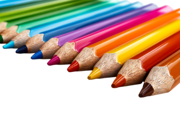 Colored pencils arranged in a vibrant spectrum
