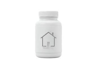 Isolated White Bottle with House Icon Illustration on Transparent Background