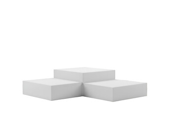Fototapeta premium Isolated White Geometric Podium On Black Background Abstract Illustration