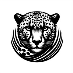 Obraz premium Stylized black and white cheetah face with tribal elements