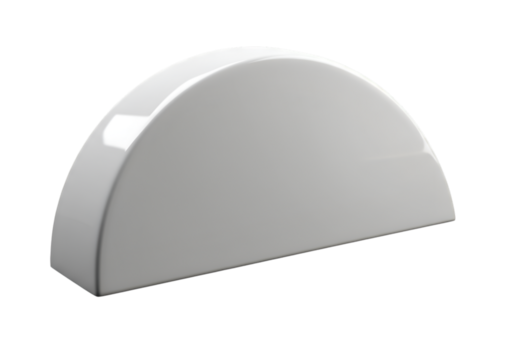Isolated White Glossy Half-Arch 3d Rendered Object in Minimalist Design