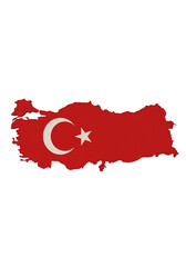 Isolated Vector Illustration Of Turkey Map National Flag Design On Black Background