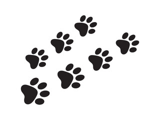 Paw prints silhouette vector isolated on white background