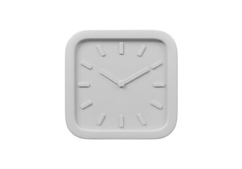 Isolated White Square Analog Clock on Black Background 3D Illustration