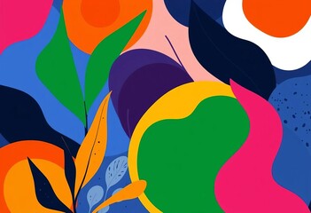 Vibrant, hand-drawn organic shapes; Matisse-inspired flat vector art Ideal for posters, cards, packaging, paper, background