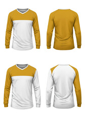 Isolated White And Yellow Long Sleeve Shirt Template Photo
