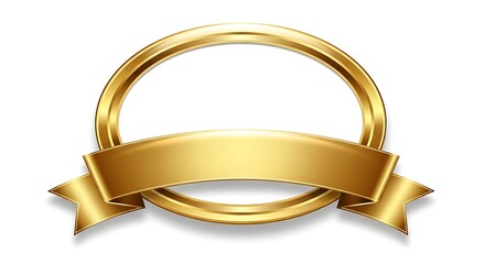 Golden shield with golden ribbon and two engagement rings, a symbol of love and security
