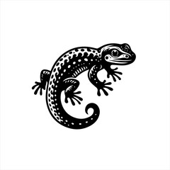 Fototapeta premium Stylized black and white gecko illustration with spotted pattern