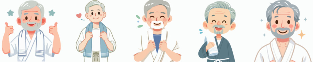vector of a grandfather wearing a towel after taking a shower