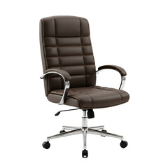 Fototapeta premium Realistic 3D Render of Brown Leather Office Chair on Transparent Background
