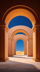 Fototapeta premium Serene desert arches under a clear blue sky