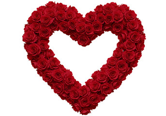 Heart shape made of red roses isolated on transparent background