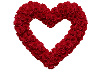 Heart shape made of red roses isolated on transparent background