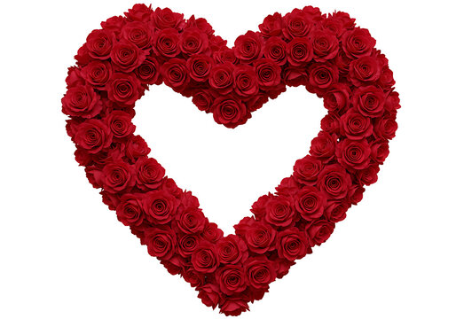 Heart shape made of red roses isolated on transparent background - Powered by Adobe