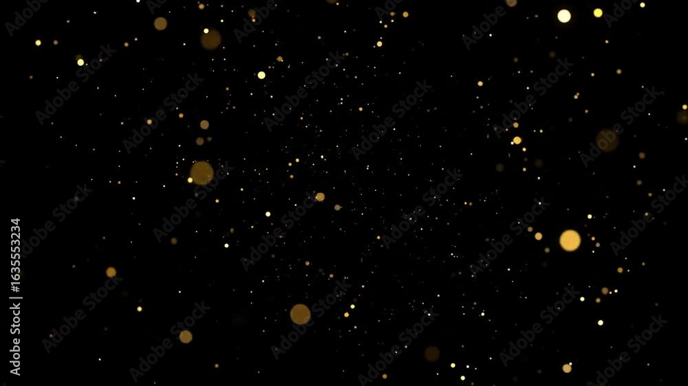 Poster golden glitter sparkle and bokeh particles on black background creating a festive and luxurious atmo