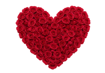 Heart shape made of red roses isolated on transparent background
