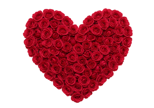 Heart shape made of red roses isolated on transparent background
