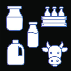 Simple Dairy Products Icon Set