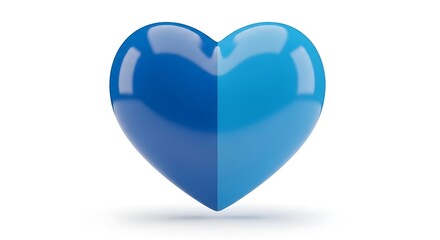 Fototapeta premium A glossy blue heart, a romantic symbol of love, is isolated on a white background