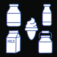 Simple Dairy Products Icon Set
