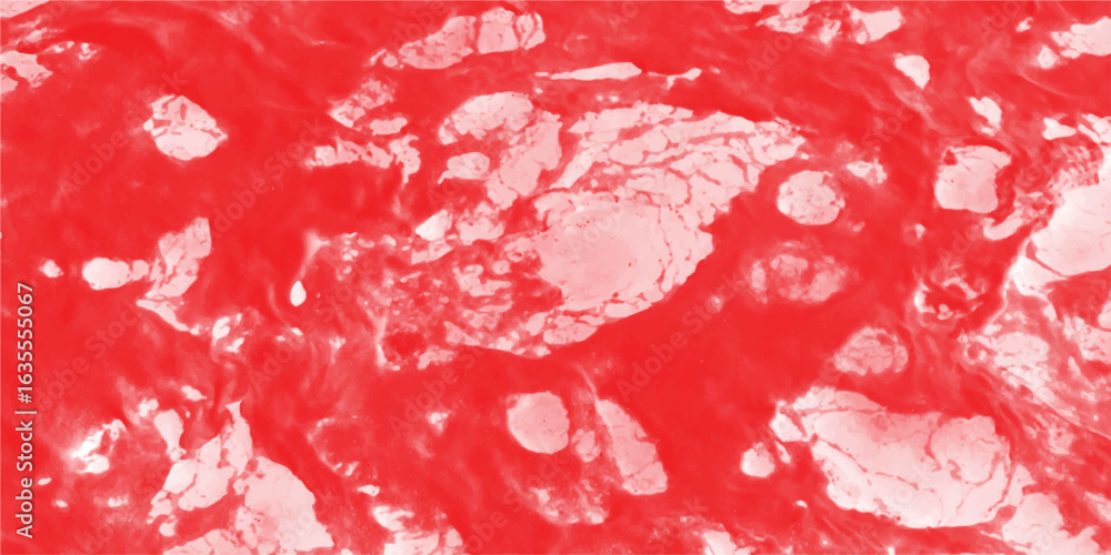 Poster abstract red and white painted texture mimicking organic forms with irregular shapes and varying opa