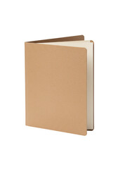 Open Brown Notebook with Blank Pages Isolated on a Transparent Background