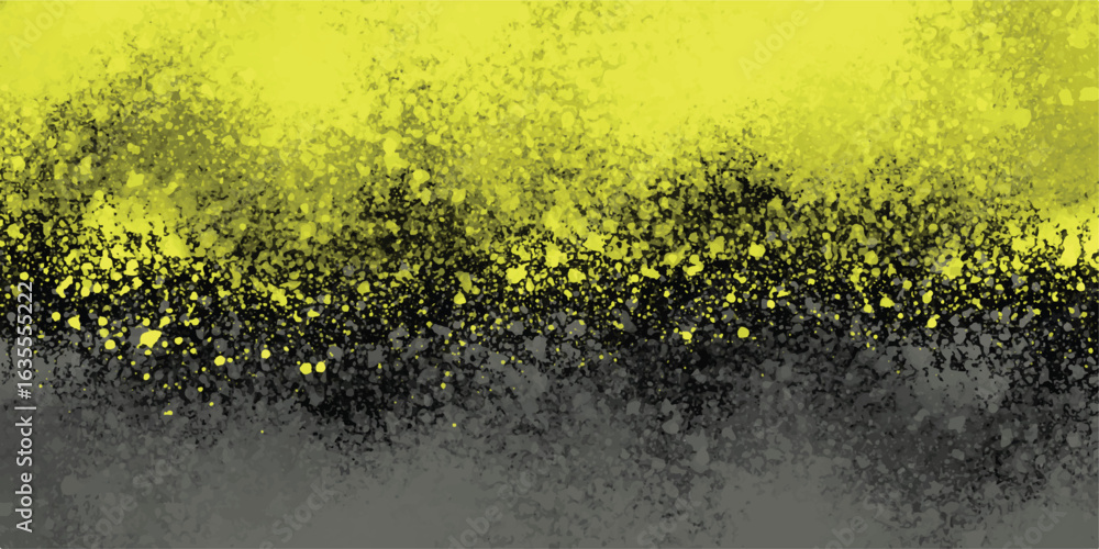 Poster abstract splatter effect in yellow black and gray gradient background for artistic design