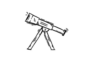 Telescope hand drawn icon sketch vector illustration
