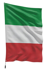Obraz premium Photo Realistic Italian Flag Waving With Fabric Texture Isolated On Transparent Background