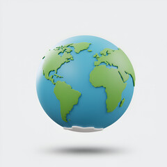 Naklejka premium Realistic 3D Illustration of Earth Globe Isolated Against White Background