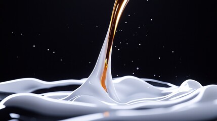 Elegant swirl of liquid chocolate flowing into cream