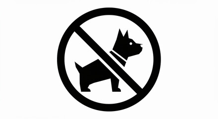 Elegant Black Silhouette of a dog ban and there is a fierce dog Minimalist Vector Illustration