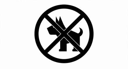 Elegant Black Silhouette of a dog ban and there is a fierce dog Minimalist Vector Illustration
