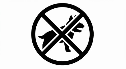 Elegant Black Silhouette of a dog ban and there is a fierce dog Minimalist Vector Illustration