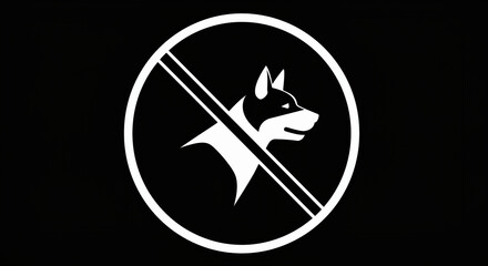 Elegant Black Silhouette of a dog ban and there is a fierce dog Minimalist Vector Illustration