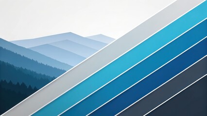 Obraz premium Abstract geometric mountain landscape with gradient blue and white layers