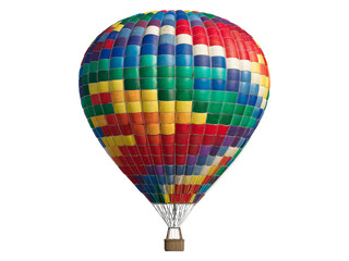 Colorful hot air balloon soaring against black sky, Isolated On White Background, Png Transparent