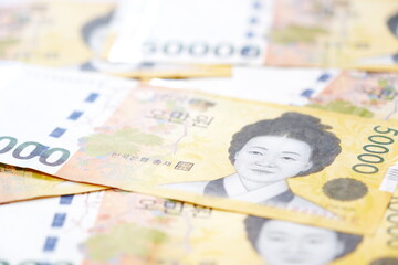 韓国の通貨、ウォンKRWの紙幣（50000ウォン札）
