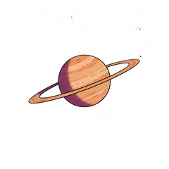 Pixelated Saturn Planet In Space With Stars On Transparent Background Illustration
