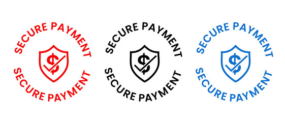 Secure payment circular stamp with shield emblem