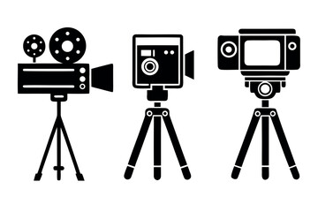 Obraz premium Set of three minimalist black vector icons on a clean white background