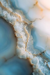 Fototapeta premium Fine blue and white agate with delicate brown veins.