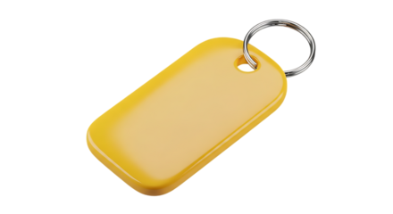 Yellow Rectangular Tag With Metal Ring isolated on a transparent background