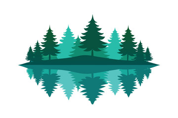 Obraz premium Serene forest landscape with water reflection