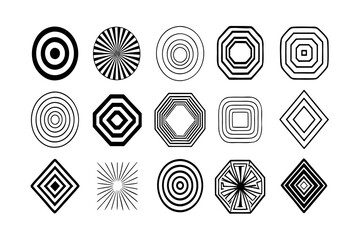 Collection of 24 minimalist geometric shapes and patterns