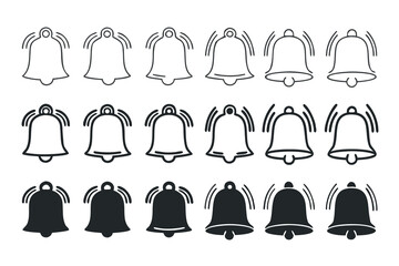Diverse collection of 40 bell icons for various applications