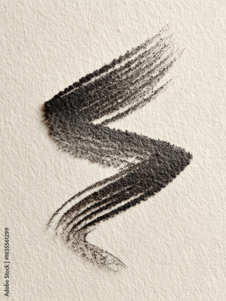Poster abstract strokes of smudged eyeliner create unique shapes on textured paper with one side remaining 