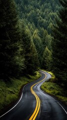 Fototapeta premium Winding road through lush forest (1)